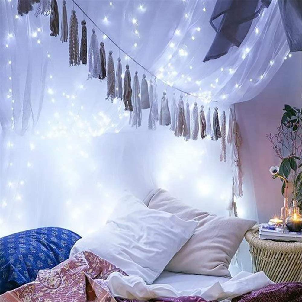 Homemory 4 Pack 20 Ft 60 LED Christmas Lights with Remote Waterproof 8 Modes Firefly Twinkle String Lights(Cool White) - HOMEMORY SHOP