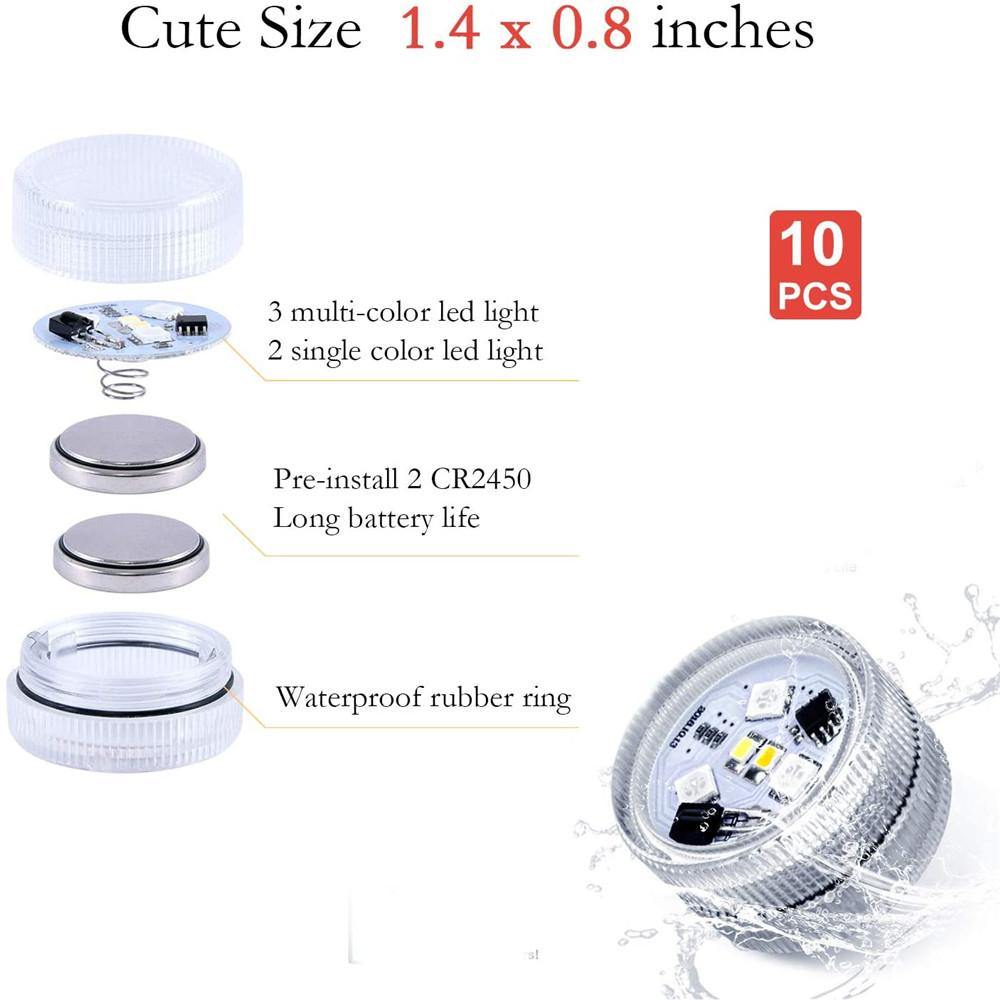 Homemory 10 PCS LED Submersible Tea Lights, Waterproof Battery Operated Underwater Color Changing Lights With Remote - HOMEMORY SHOP
