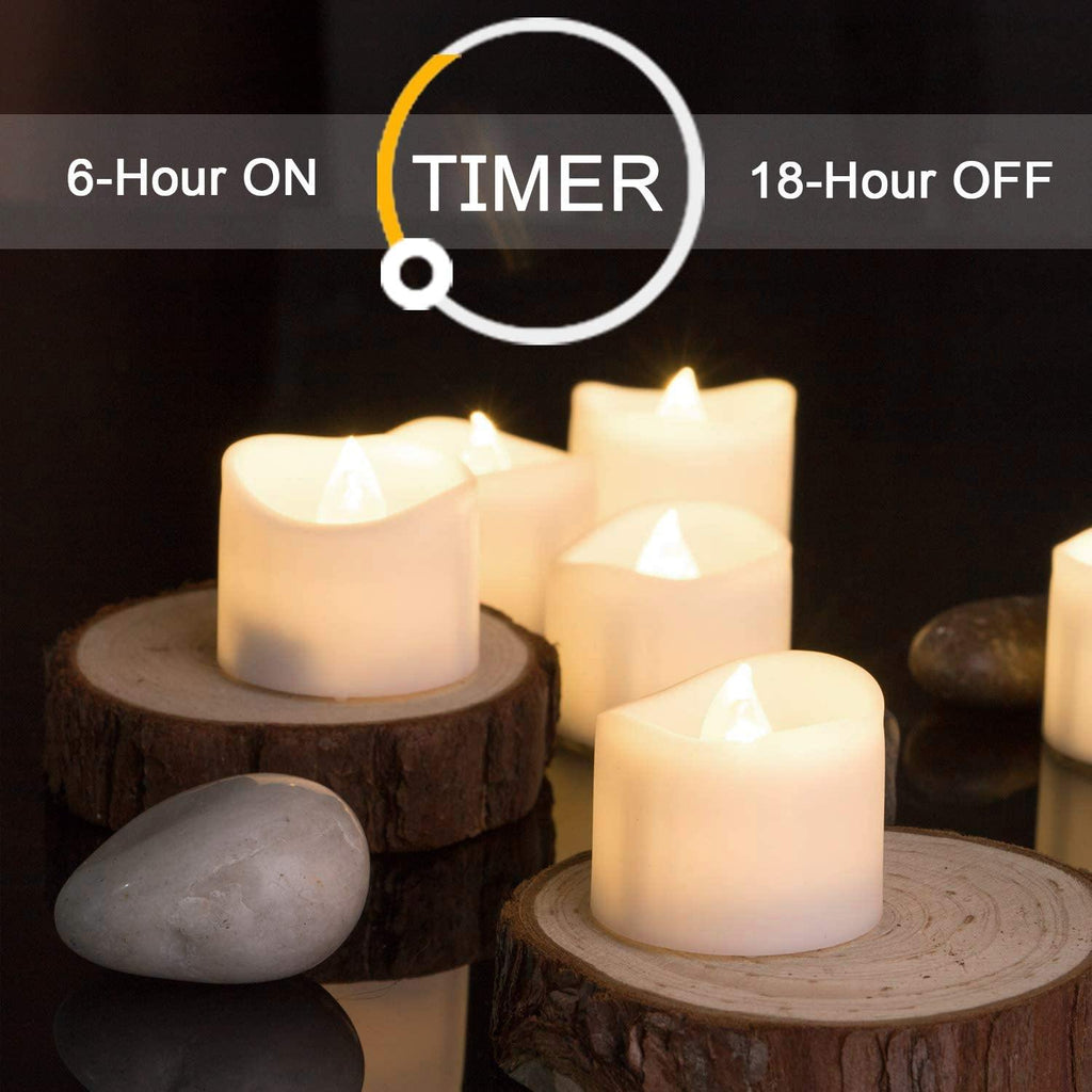 Homemory LED Tea Lights warm white pack of 12 with timer - HOMEMORY SHOP