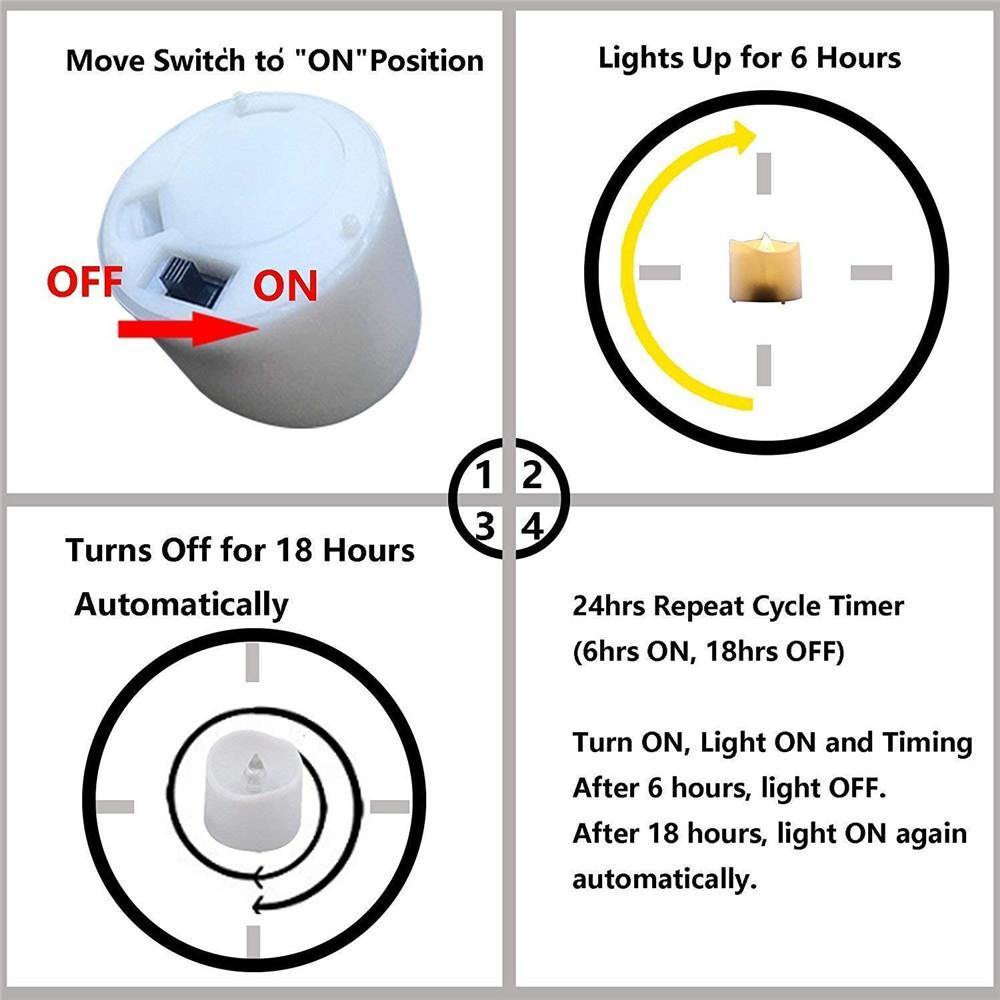 Homemory Set of 12 Bright Yellow Timer LED Tea Light Candles - HOMEMORY SHOP
