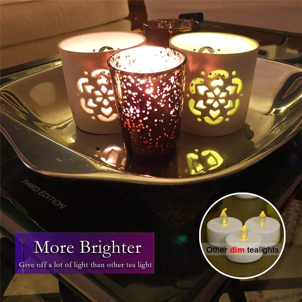 Homemory 12PCS Modern Warm White Flameless Flickering Battery Tea light Candles - HOMEMORY SHOP