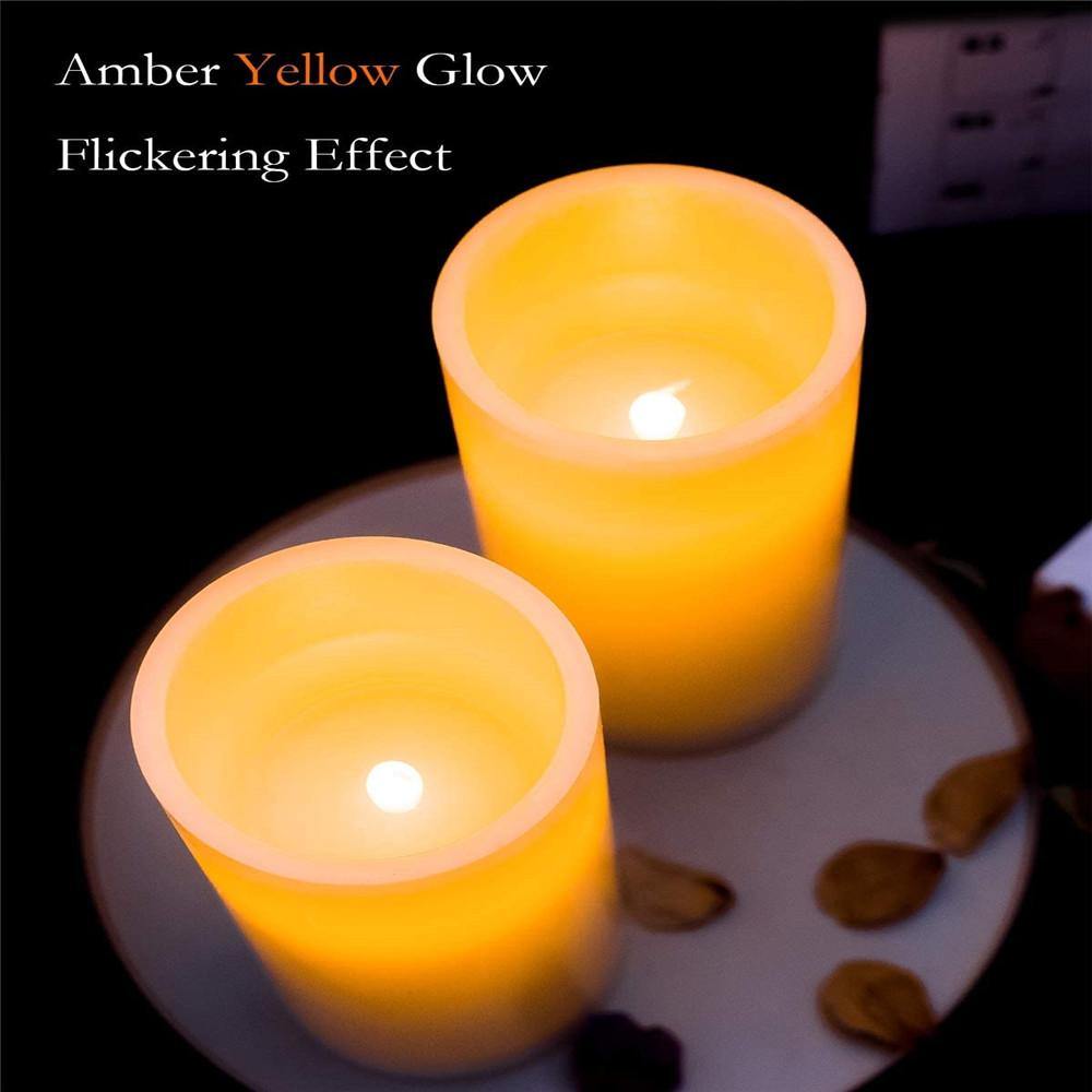 Homemory 2 pcs 5" Real Wax Flameless Candles with Timer and Remote, Battery Operated Flickering LED Candles, Indoor Only - HOMEMORY SHOP