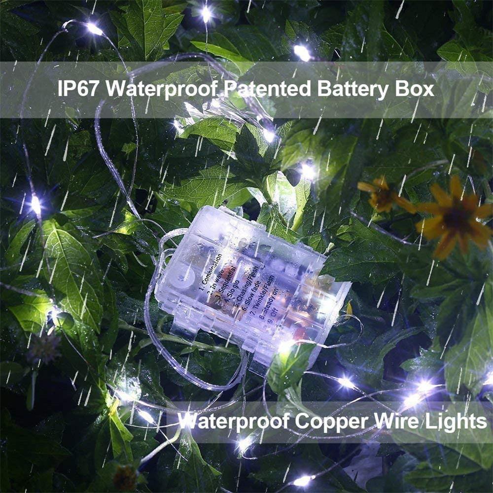 Homemory 4 Pack 20 Ft 60 LED Christmas Lights with Remote Waterproof 8 Modes Firefly Twinkle String Lights(Cool White) - HOMEMORY SHOP