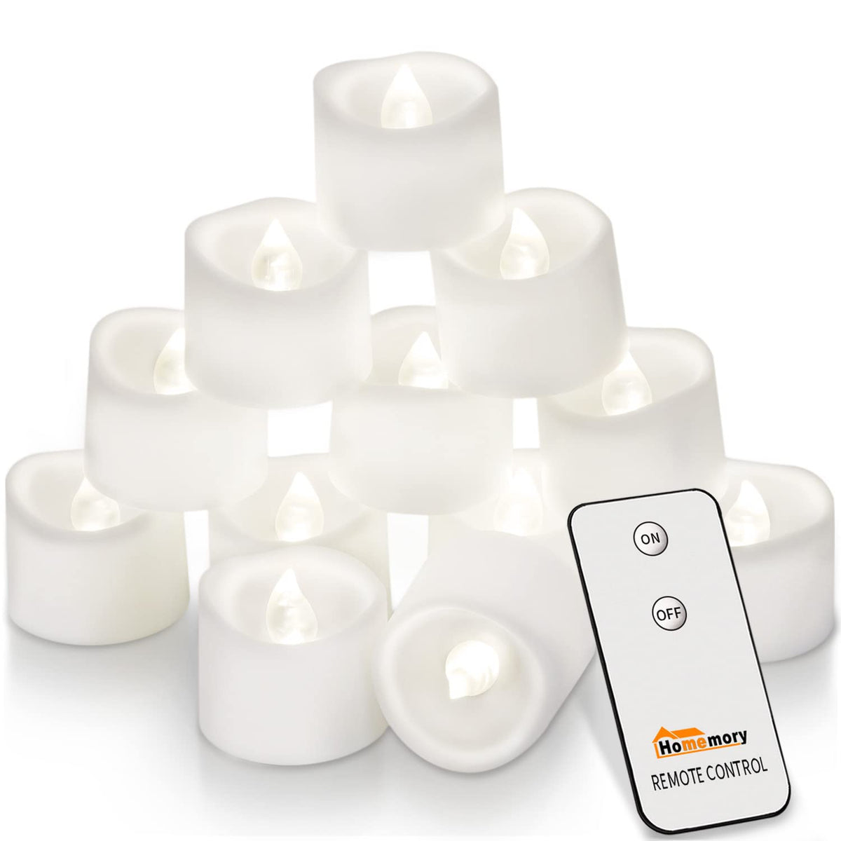 Homemory Remote Control Tea Lights, Flickering Realistic Tea Lights Ba