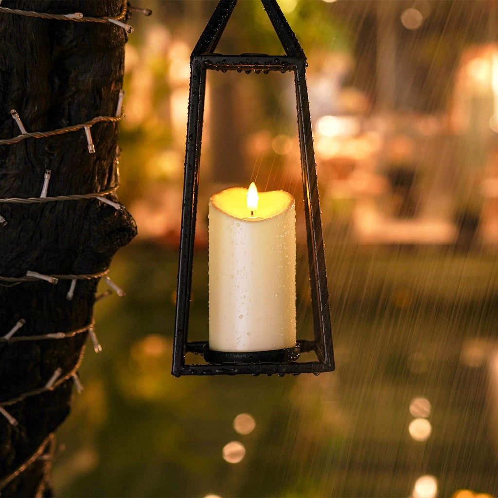 Homemory Candele impermeabili senza fiamma per esterni, a batteria a LED tremolante, con telecomando e timer, in plastica, bianco avorio, set da 3 pezzi Homemory Candele impermeabili senza fiamma per esterni, a batteria a LED tremolante, con telecomando e timer, in plastica, bianco avorio, set da 3 pezzi