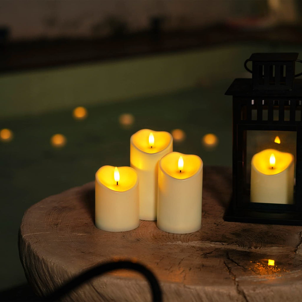 Homemory Candele senza fiamma, candele a batteria, candele LED, candele a batteria con timer remoto, candele elettriche in plastica finte, avorio scuro, impermeabili per esterni, set di 3 Homemory Candele senza fiamma, candele a batteria, candele LED, candele a batteria con timer remoto, candele elettriche in plastica finte, avorio scuro, impermeabili per esterni, set di 3