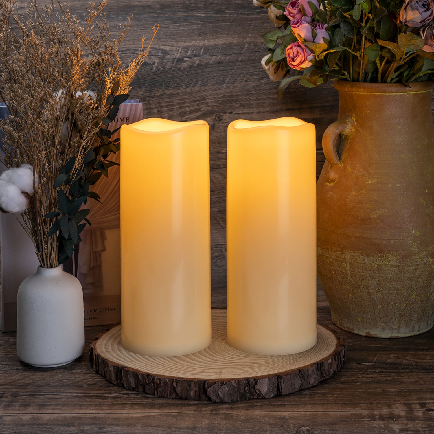 Candel Led Large Led Pillar Candles Extra Large White Flickering Flame LED Pillar
