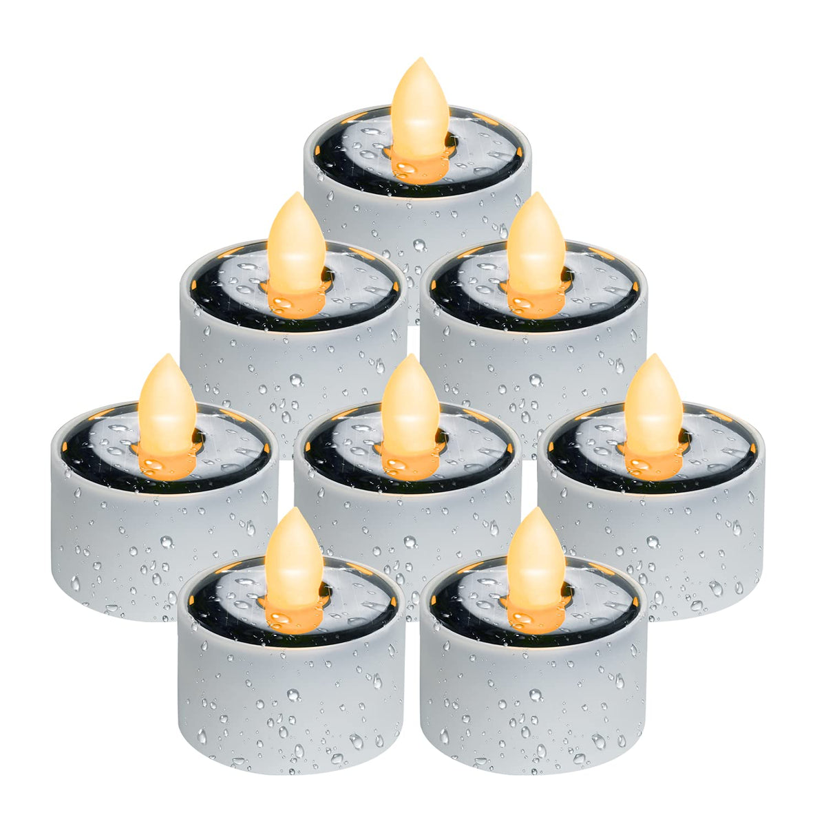 PChero 6pcs Solar Tea Lights, Waterproof Rechargeable LED