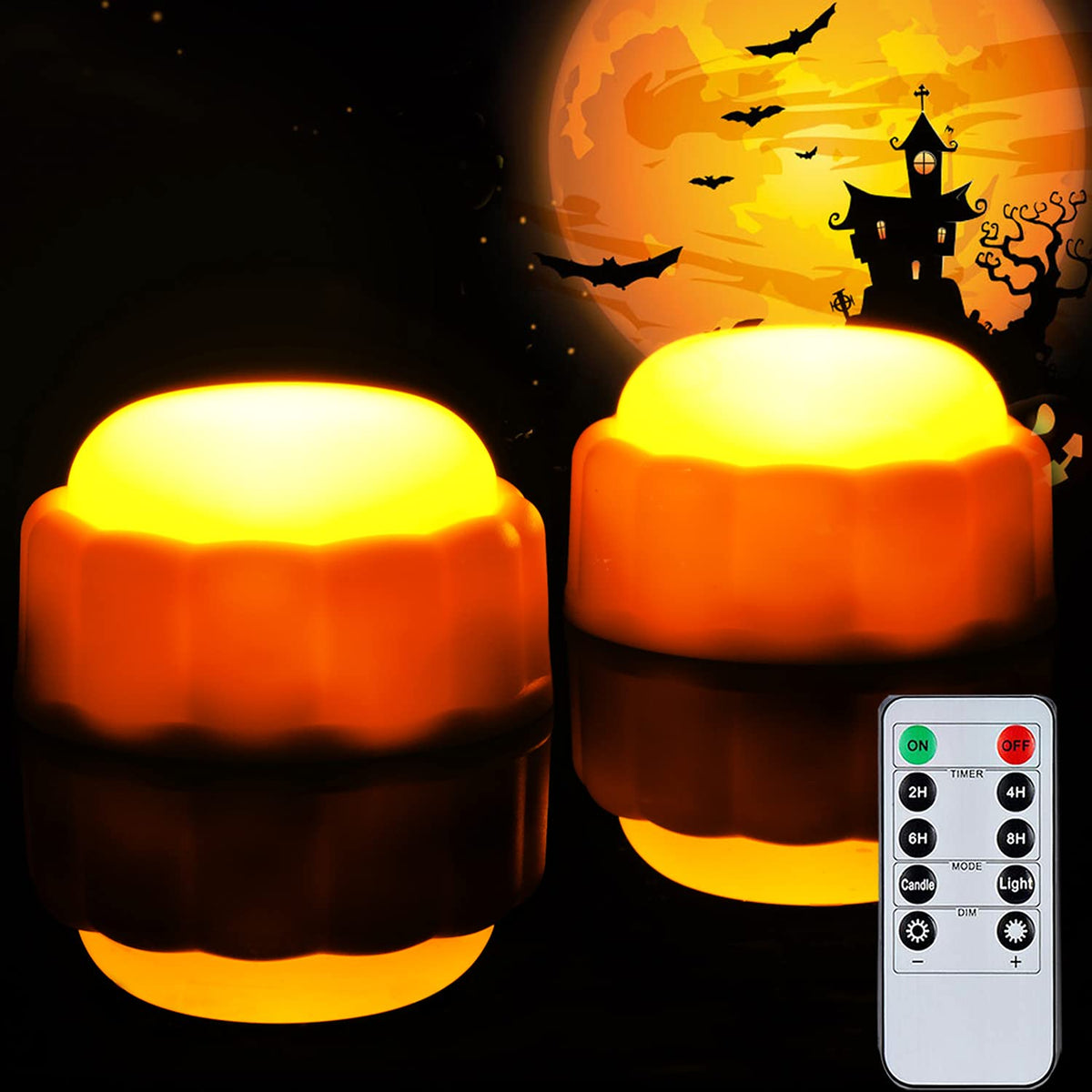 Halloween Orange Bright Jack O’ Lantern Lights with Remote and Timer