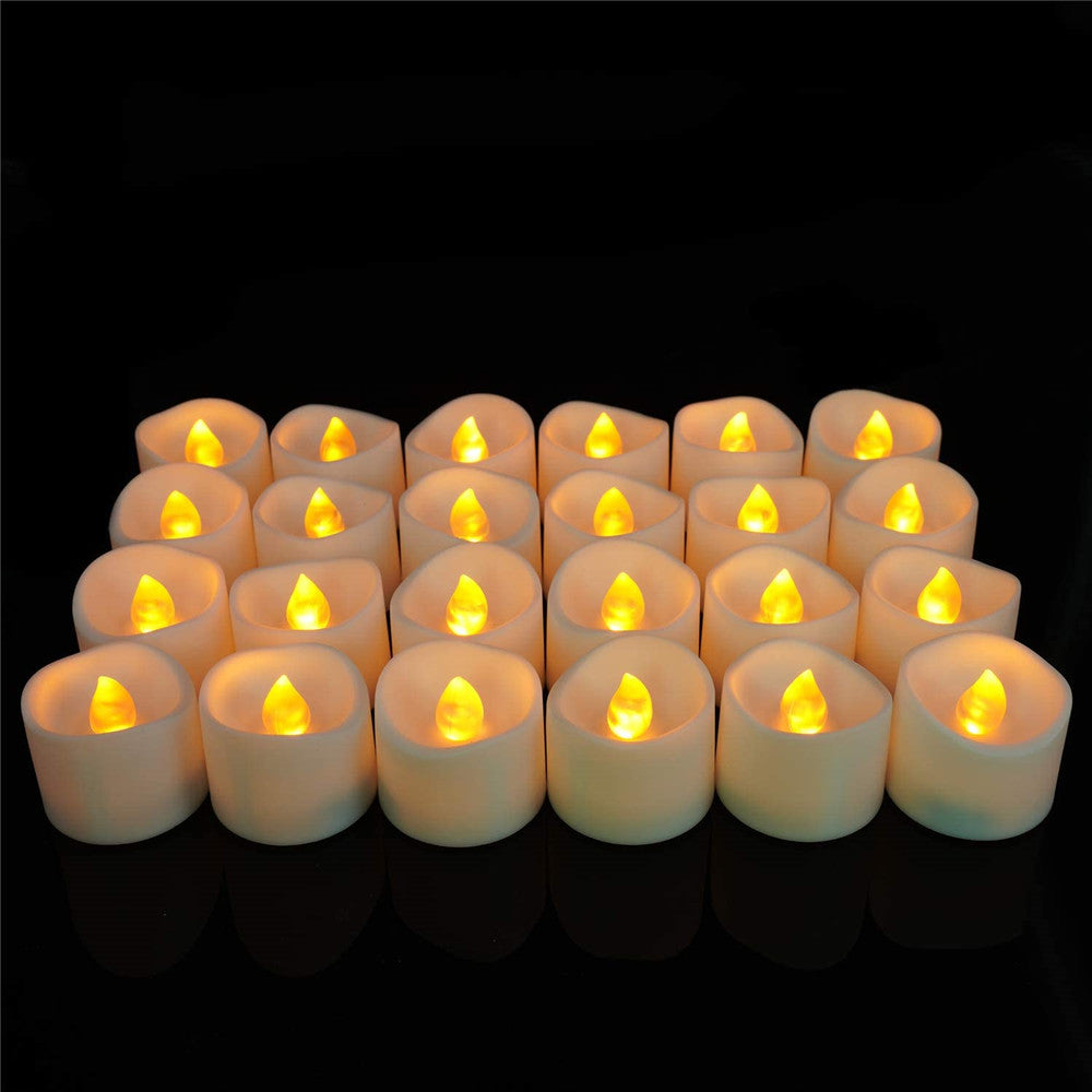 Homemory 24 PCS battery powered timer Tealight Candles, Bright yellow Flameless Flickering Candles - HOMEMORY SHOP