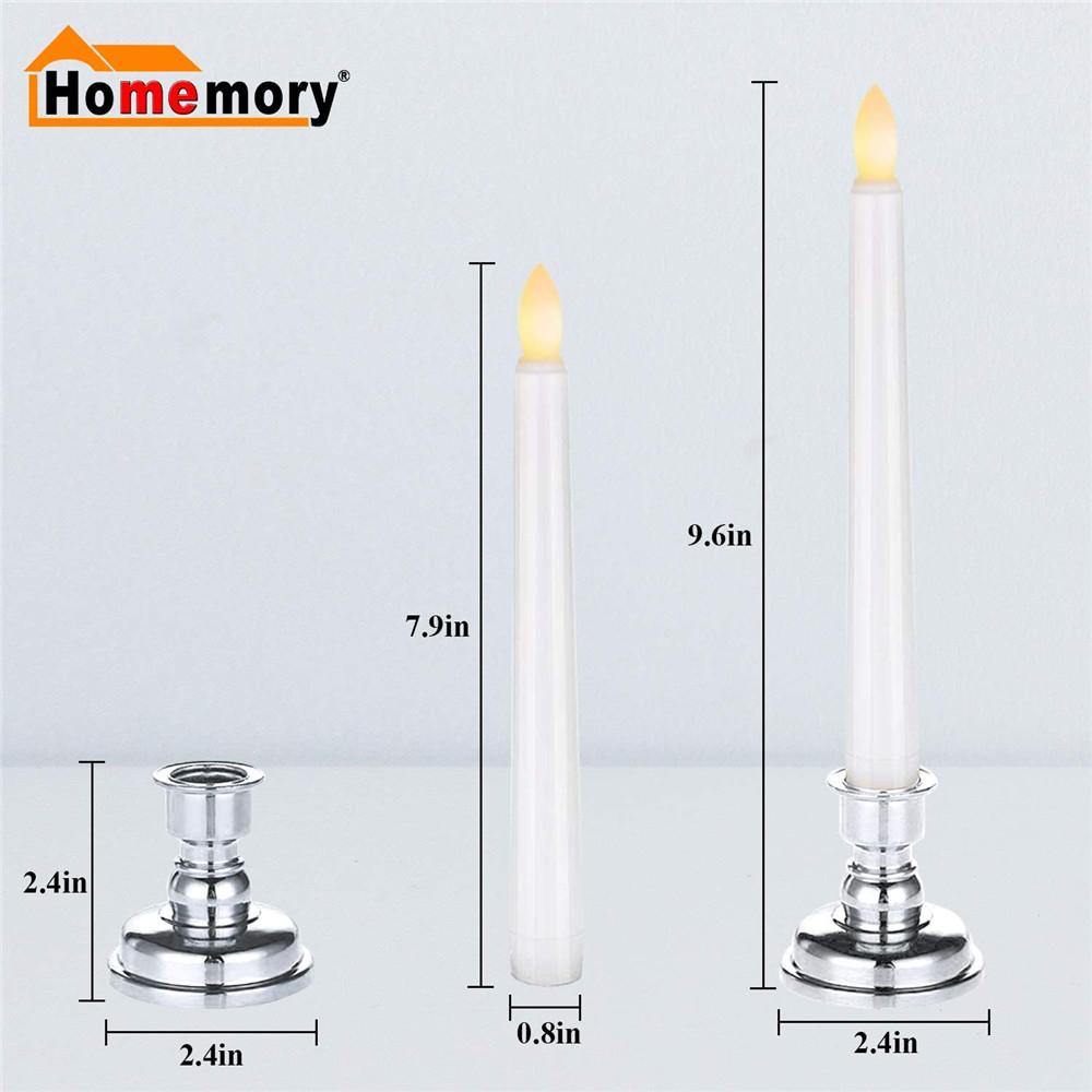 Homemory 9PCS Flameless Taper Window Candles with Remote and Timer, Warm White Light(With silver candle holder) - HOMEMORY SHOP