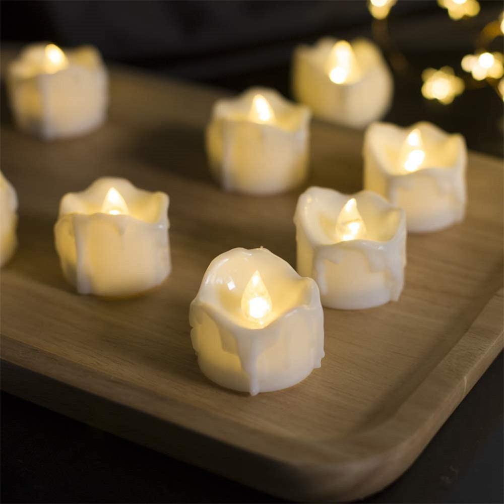 Homemory 12PCS Flameless LED Battery Operated Tea Light Candles with Timer, Warm White Light - HOMEMORY SHOP