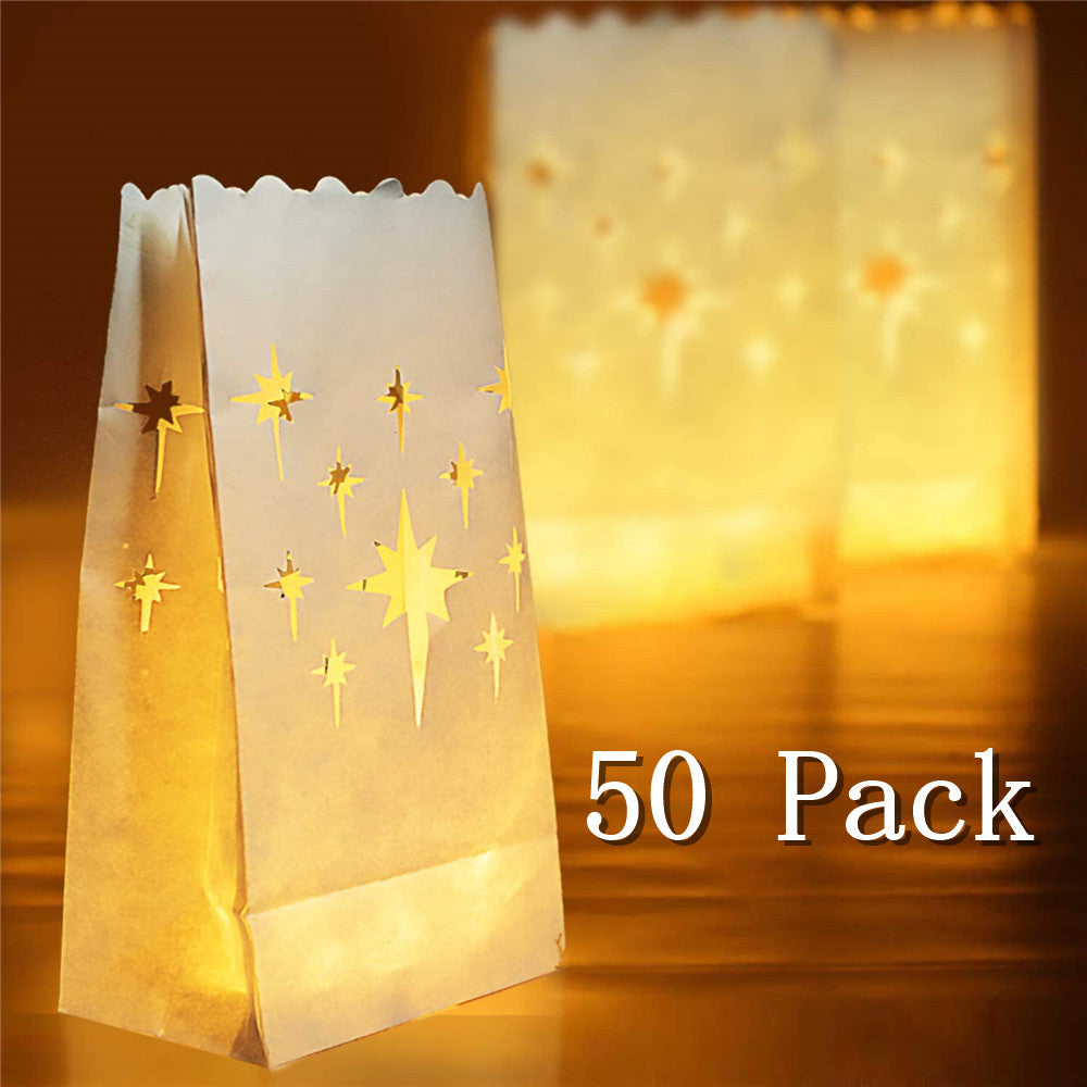 Homemory White Luminary Bags, Flame Resistant Candle Bags for Wedding, Party, Halloween, Thanksgiving, Christmas - HOMEMORY SHOP