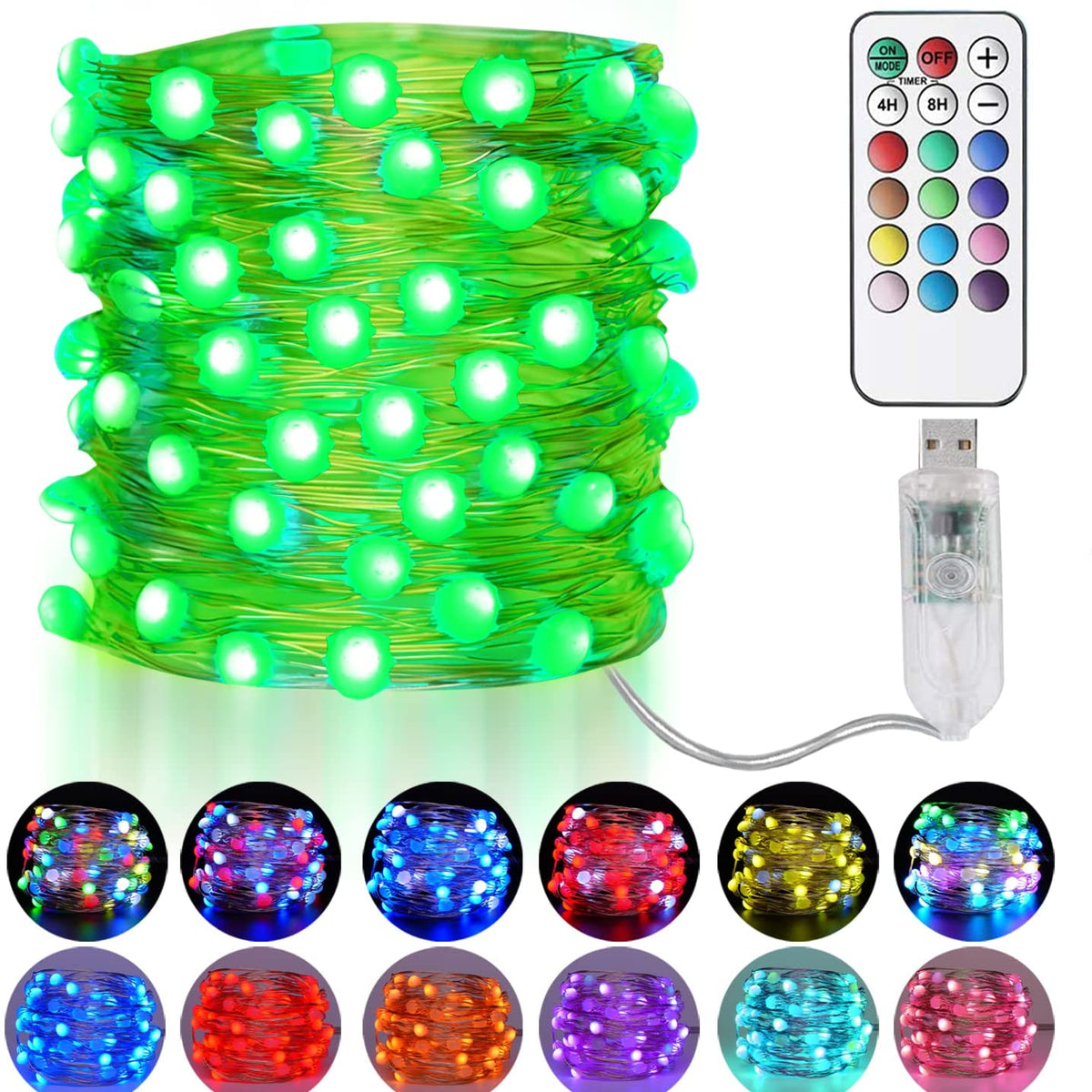 1 Pack 100/200LED RGB Linear Light, RGB Halloween Christmas String Lights  Tree Lights With Remote Timer Plug, Color Changing Christmas Tree Lights, In