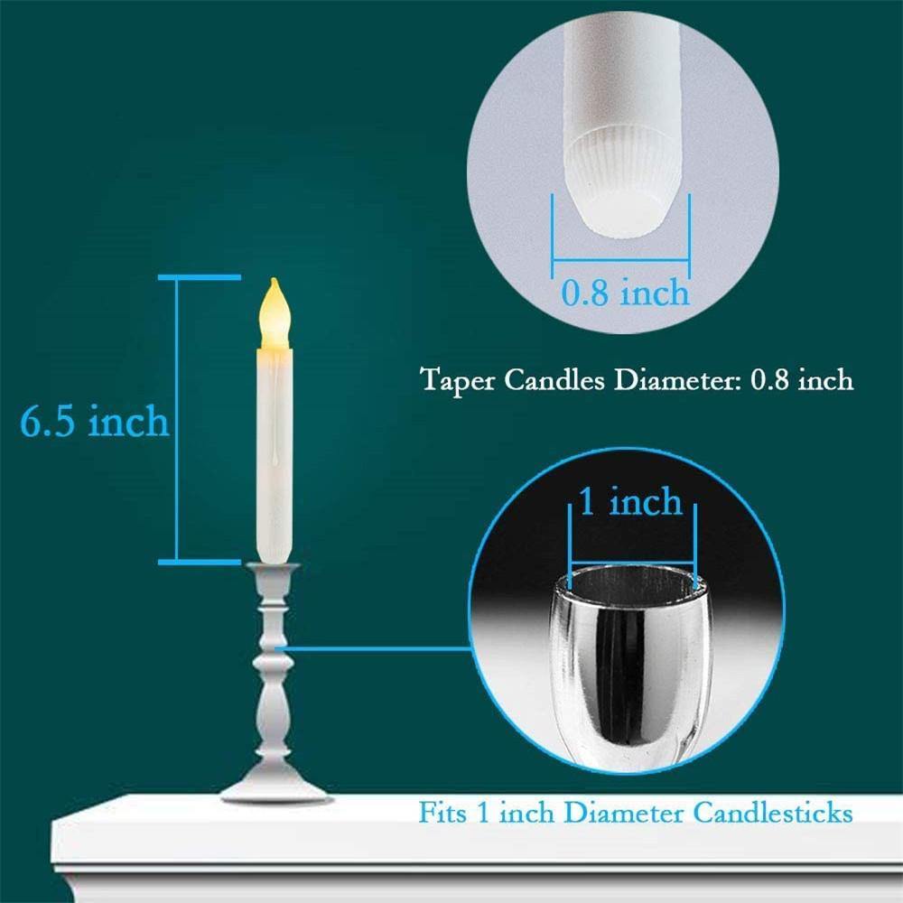 Homemory 12 PCS Flameless Handheld  LED Taper Candles with 24 PCS Batteries, Warm Yellow Light - HOMEMORY SHOP