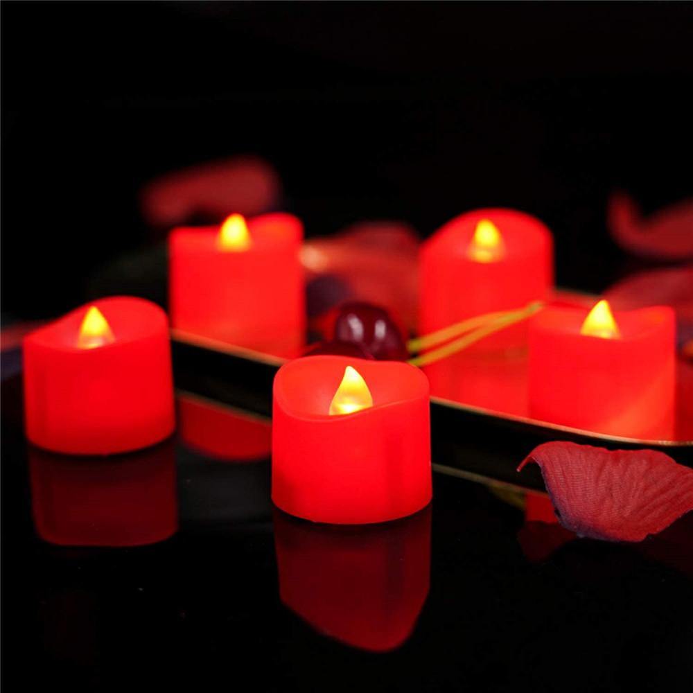 Homemory Flameless Red Tea Lights, Pack of 24 Flickering LED Tea Light Candles Battery Operated - HOMEMORY SHOP