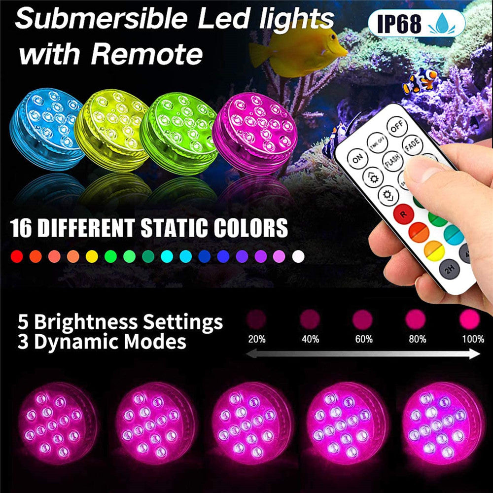 Homemory Submersible 13 LED Color Changing Lights, Waterproof Bathtub Lights with Suction Cups, Magnet, Remote - HOMEMORY SHOP