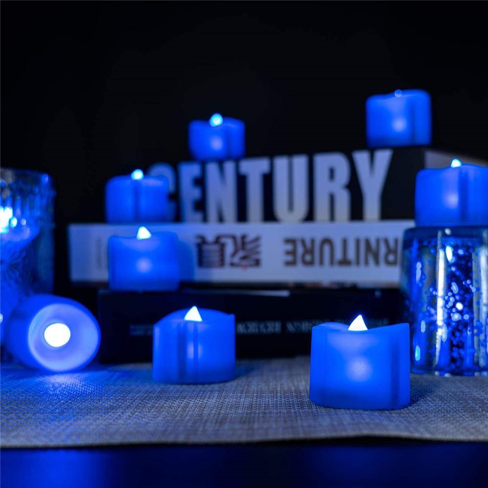 Homemory 24PCS LED Flickering Flameless Tea Lights Candles, Battery Operated, Navy Blue Light - HOMEMORY SHOP