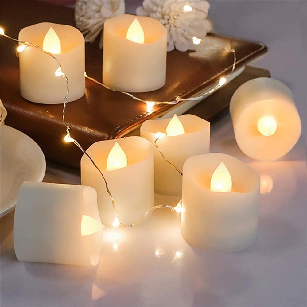 Homemory 12PCS Timer Flickering Bright Votive Tea Lights Candles, Ideal for Thanksgiving Christmas Decor, Warm White Light - HOMEMORY SHOP