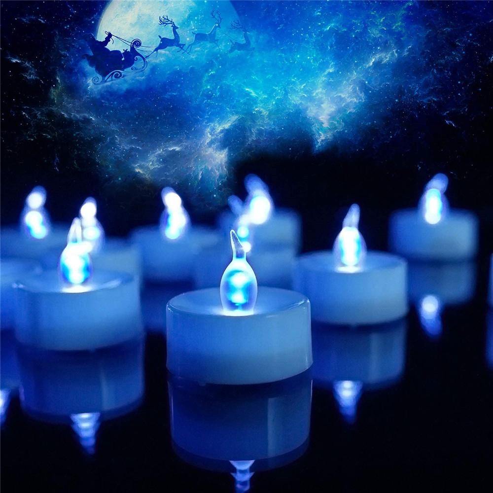 Homemory Set of 24 Indigo Blue Long-Lasting Battery Operated LED Tea Light Candles - HOMEMORY SHOP