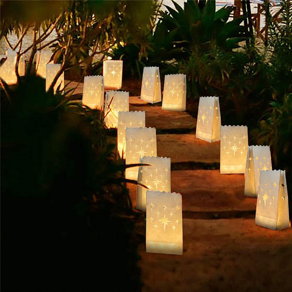 Homemory 24PCS White Luminary Bags, Flame Resistant Candle Bags for Wedding, Party, Halloween, Thanksgiving, Christmas - HOMEMORY SHOP