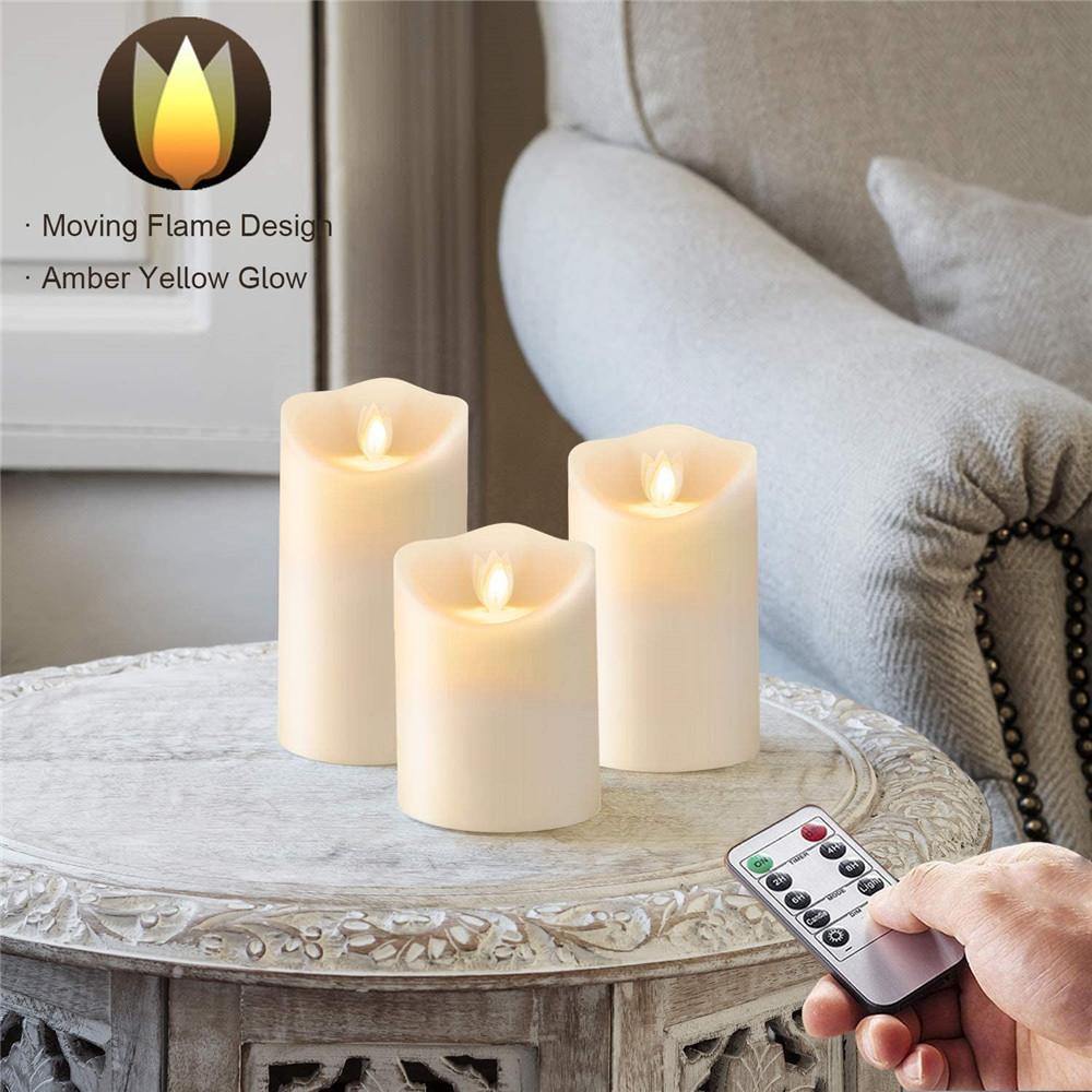 Homemory 3PCS Moving Wick Waterproof Flameless Candles with Remote Timers - HOMEMORY SHOP
