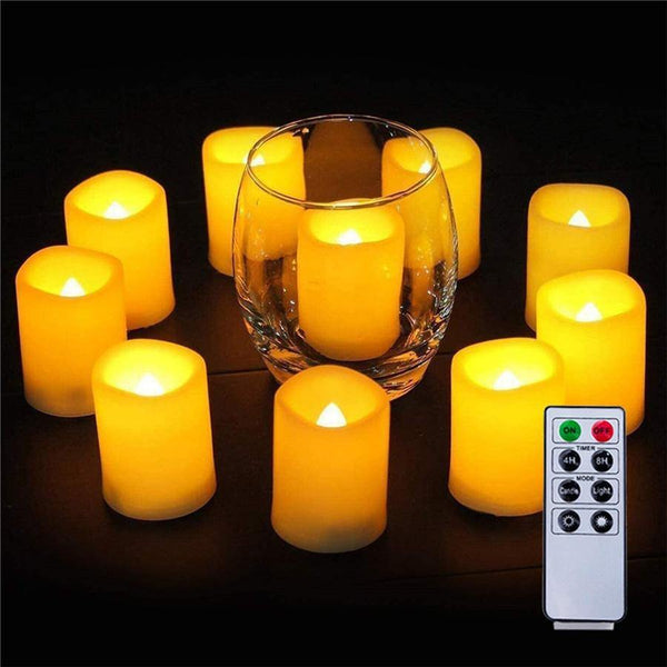 Homemory 6PCS LED Flameless Votive Candles with Remote And Timer, Amber Yellow Light - HOMEMORY SHOP