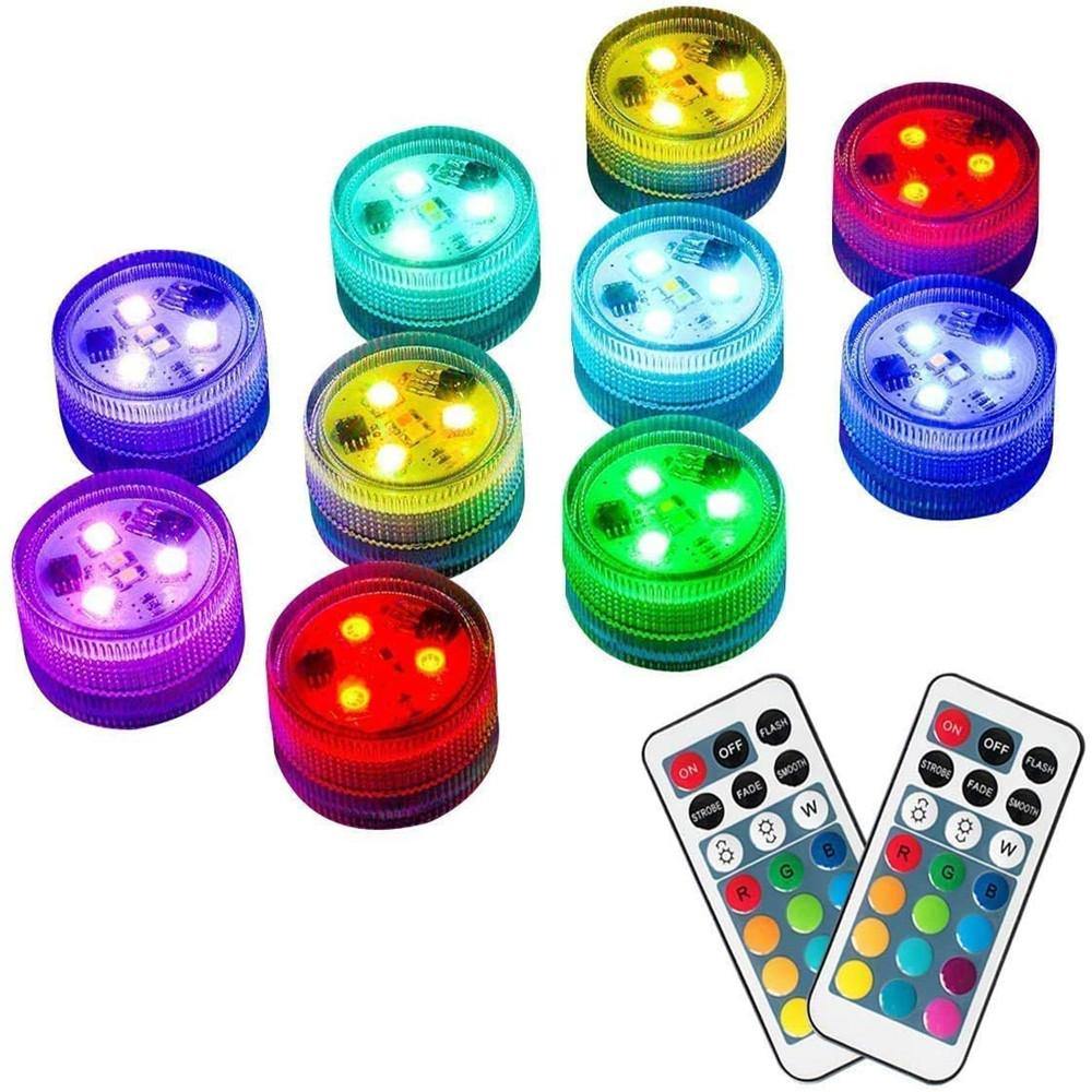 Homemory 10 PCS LED Submersible Tea Lights, Waterproof Battery Operated Underwater Color Changing Lights With Remote - HOMEMORY SHOP