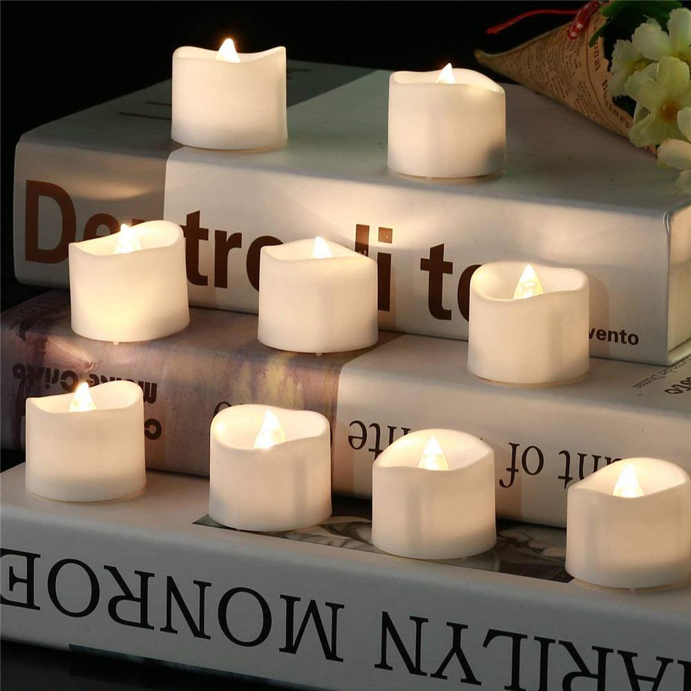 Homemory 12PCS Modern Warm White Flameless Flickering Battery Tea light Candles - HOMEMORY SHOP
