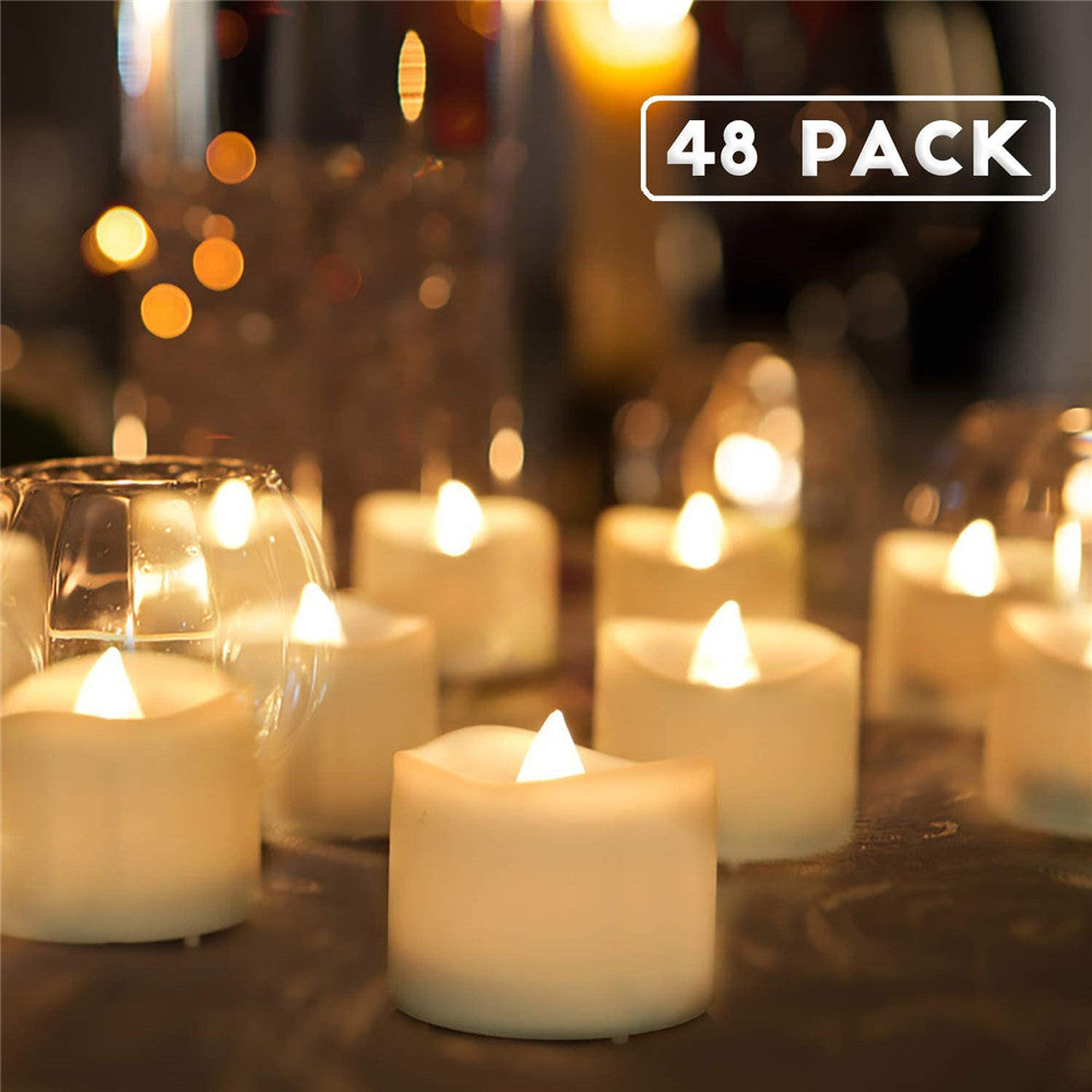 Homemory 48-Pack Battery Tea Lights Bulk, Flameless LED Tea Lights, with  Soft Flickering, Long Lasting Battery Life, White Base Body, Brightness