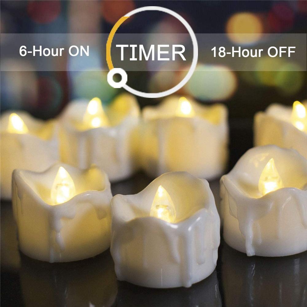 Homemory 12PCS Flameless LED Battery Operated Tea Light Candles with Timer, Warm White Light - HOMEMORY SHOP
